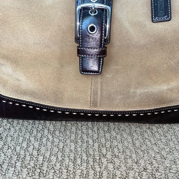 Coach hamptons maddison suede leaterh carryall satchel - Picture 9 of 11